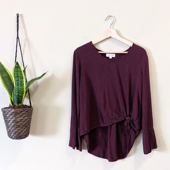 Anthropologie Tops - Anthropologie Cloth & Stone Maroon Knot Blouse